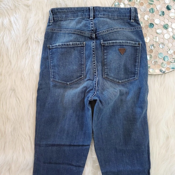 Guess Womens Super High Rise Skinny Jeans Size 26 Blue Distressed Stretch - Picture 9 of 10